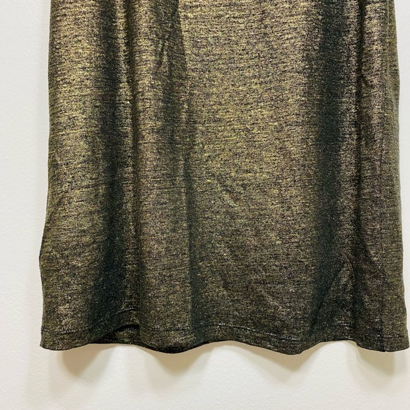 EILEEN FISHER Tank Top Foil Printed Linen Jersey Scoop Neck Shell Black Gold - Picture 6 of 8